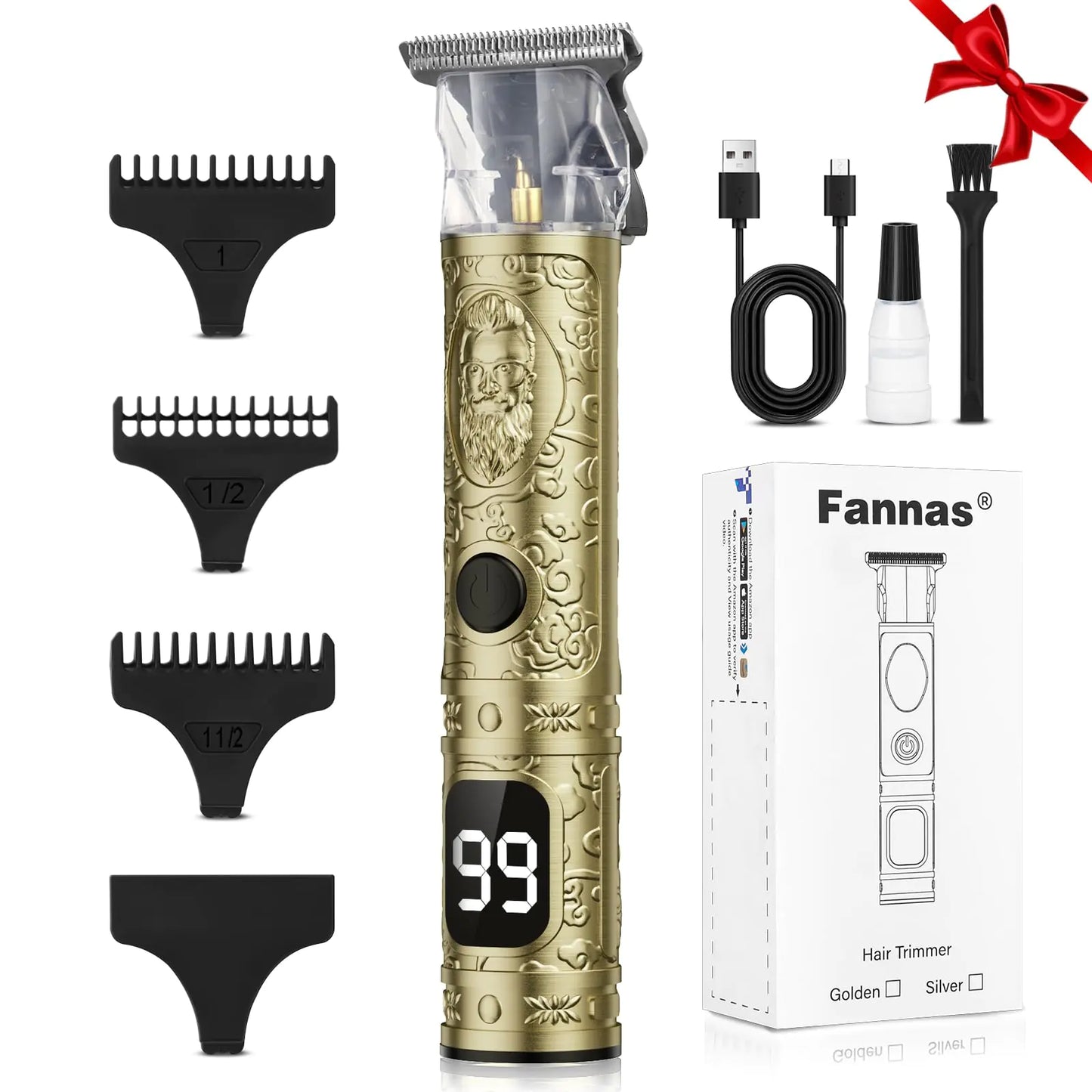 Hair Clippers for Men, Professional Hair Trimmer Barber Cordless Zero Gapped Hair Clippers with LCD Display, Mens Gifts Beard Trimmer T Liners Shavers Edgers Clipper for Hair Cutting - Gold