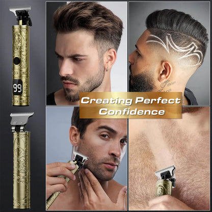 Hair Clippers for Men, Professional Hair Trimmer Barber Cordless Zero Gapped Hair Clippers with LCD Display, Mens Gifts Beard Trimmer T Liners Shavers Edgers Clipper for Hair Cutting - Gold